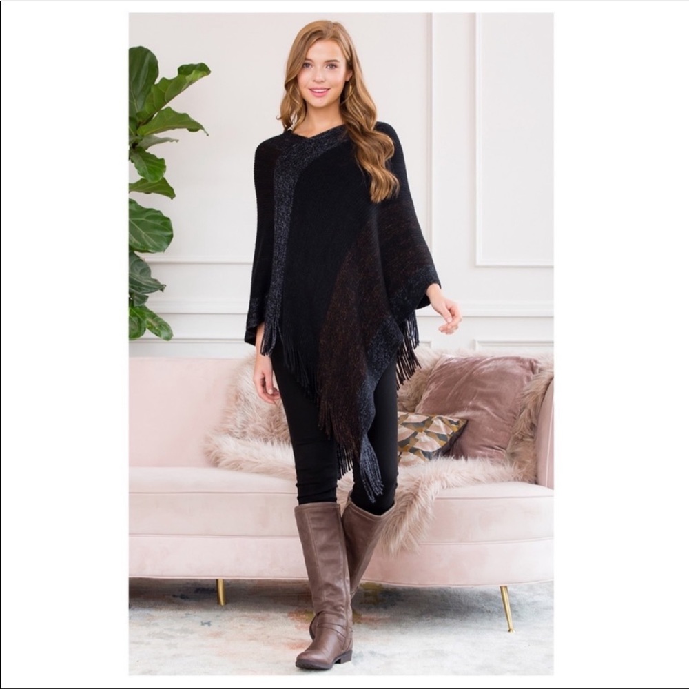 Soft Fringe Poncho - Picture 2 of 3